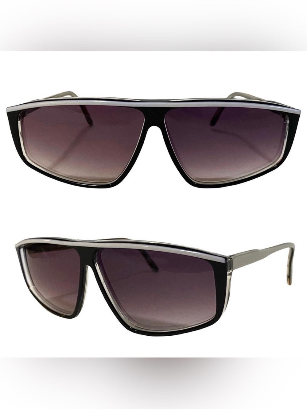 1980’s Black and White Angular Sunglasses, amid Pixie,‎ Deadstock, Unisex